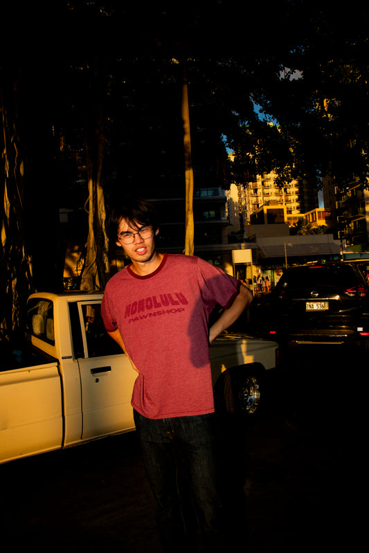 Hero Logo Ringer Tee in Burgundy