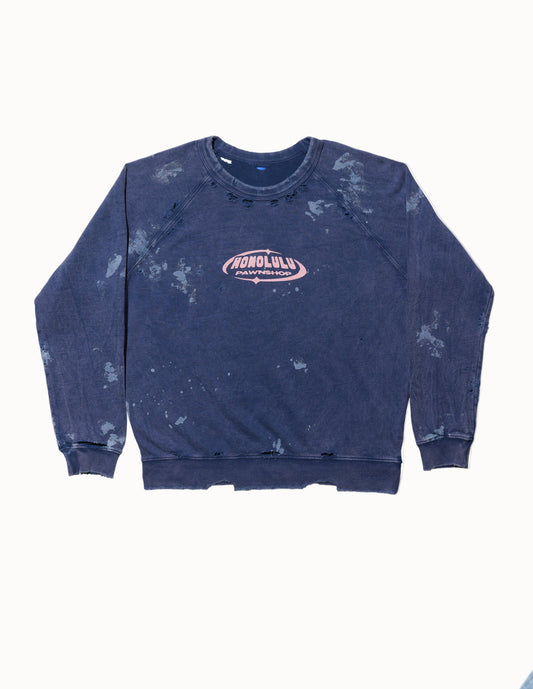 Mini Hero / Big Aloha Destroyed Sweatshirt in Blue