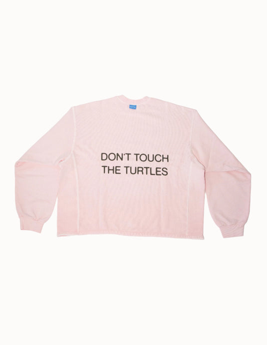 Don't Touch The Turtles Crewneck in Blush Pink