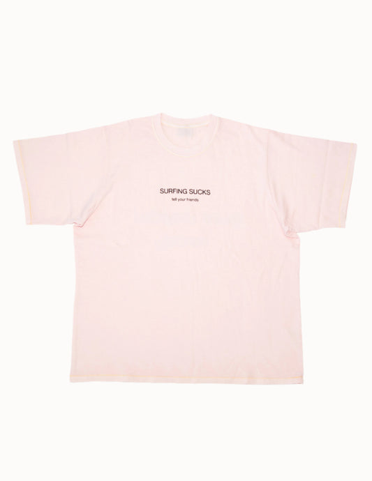 Surfing Sucks Box Tee In Blush Pink
