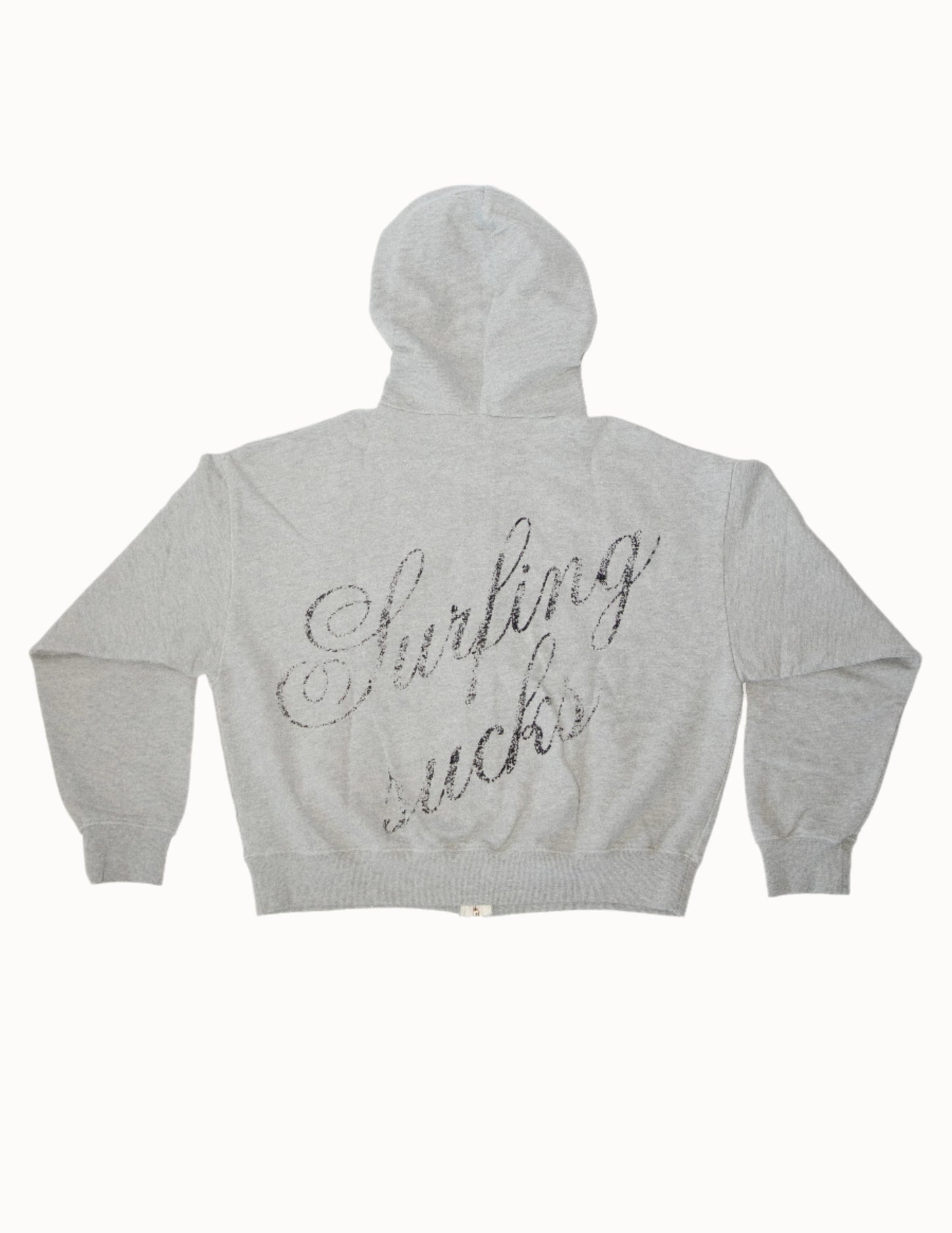 Surfing Sucks Zip Up Hoodie In Heather Grey