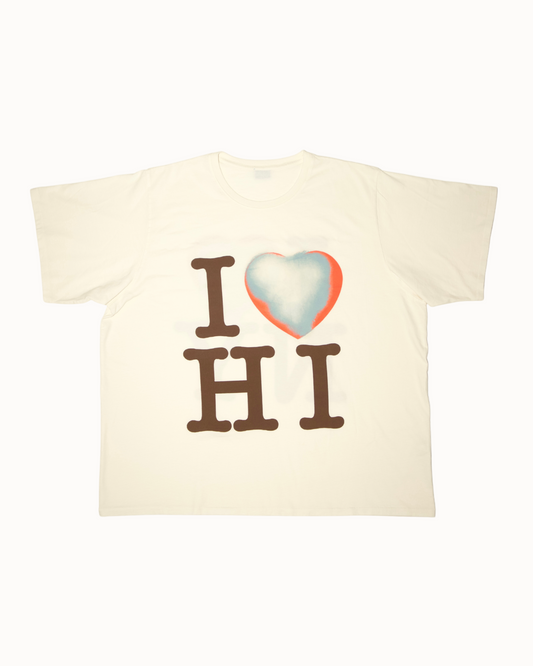 I heart HI/NY Box Tee In Coconut Milk
