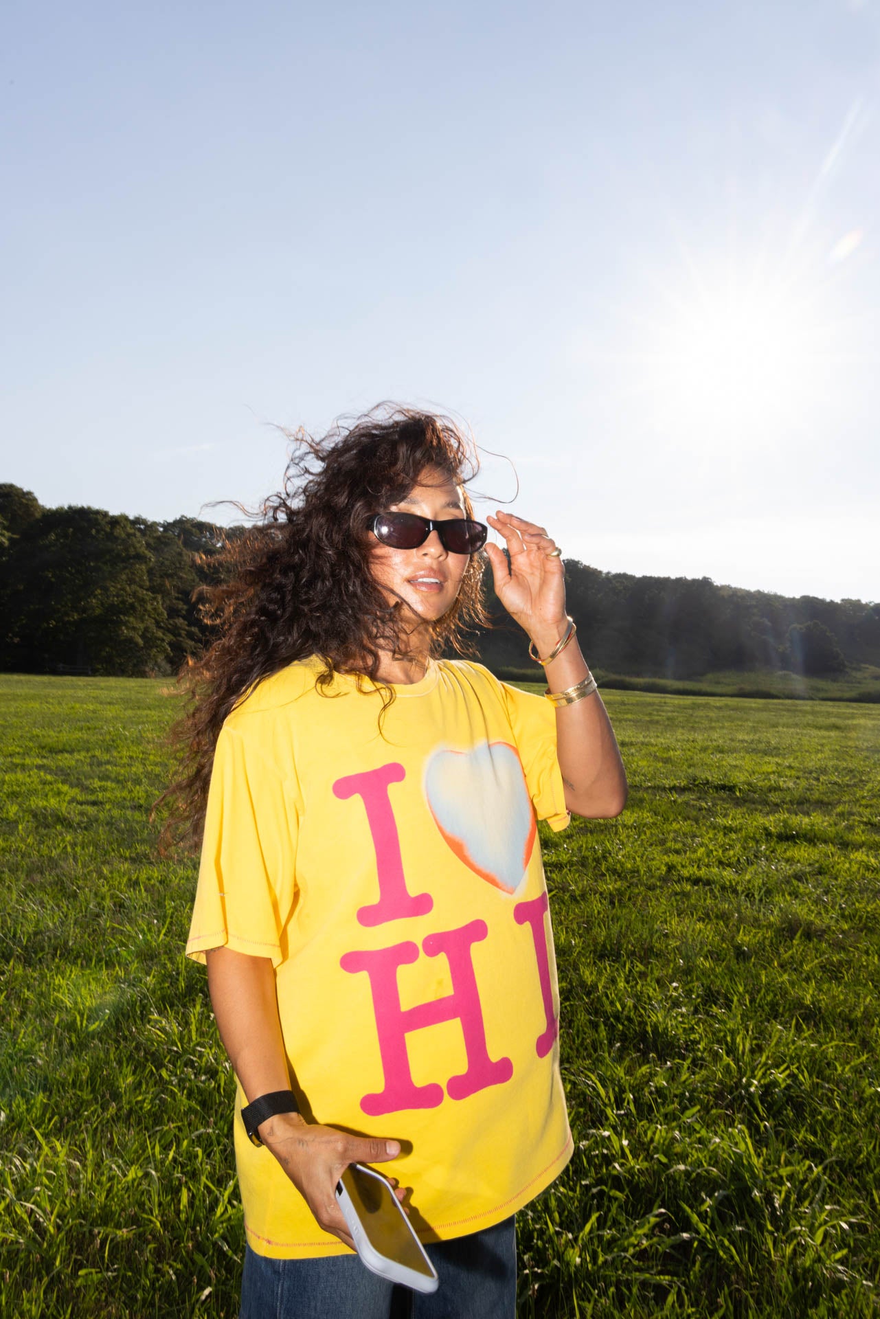 I Heart Box Tee In Sunstruck/Sweet Pink