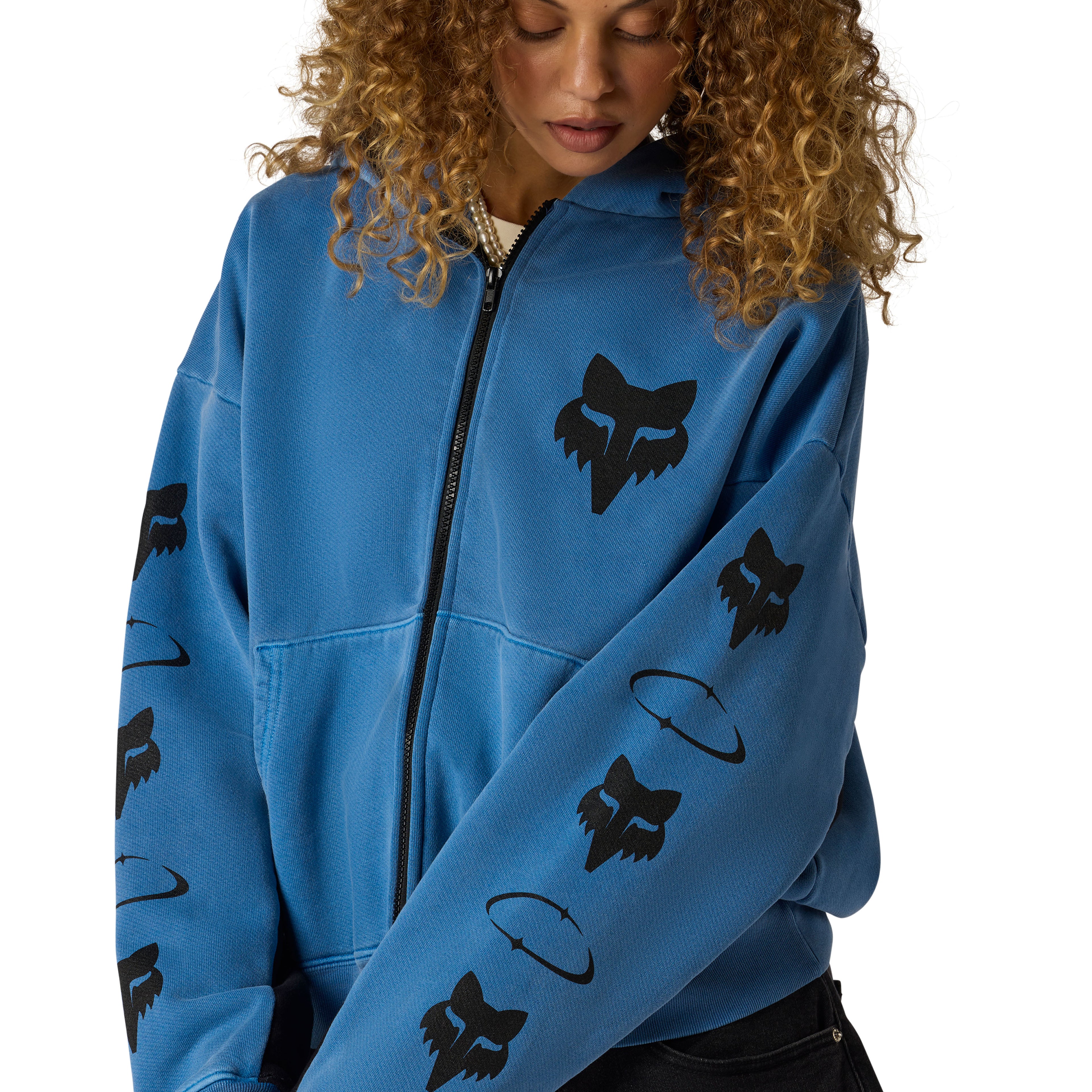 PIT CREW ZIP UP HOODIE IN MIDNIGHT BLUE/BLACK