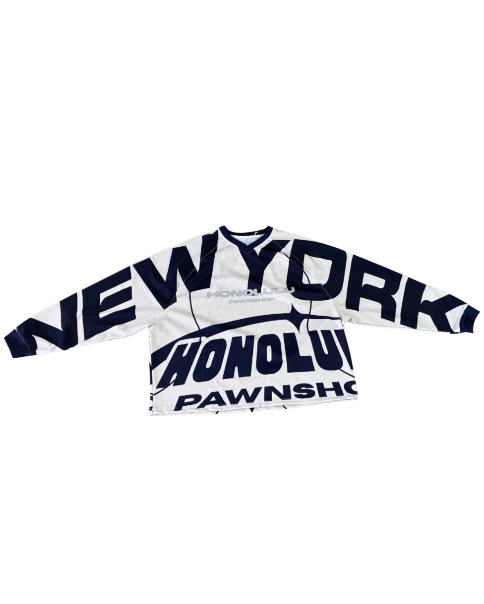 Say Something Jersey In Cool White/Navy