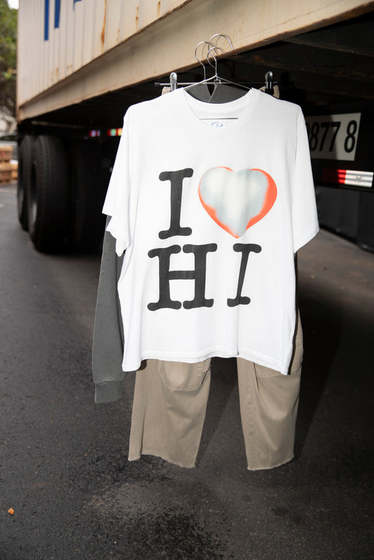 I Heart HI/NY Box Tee in Optic White