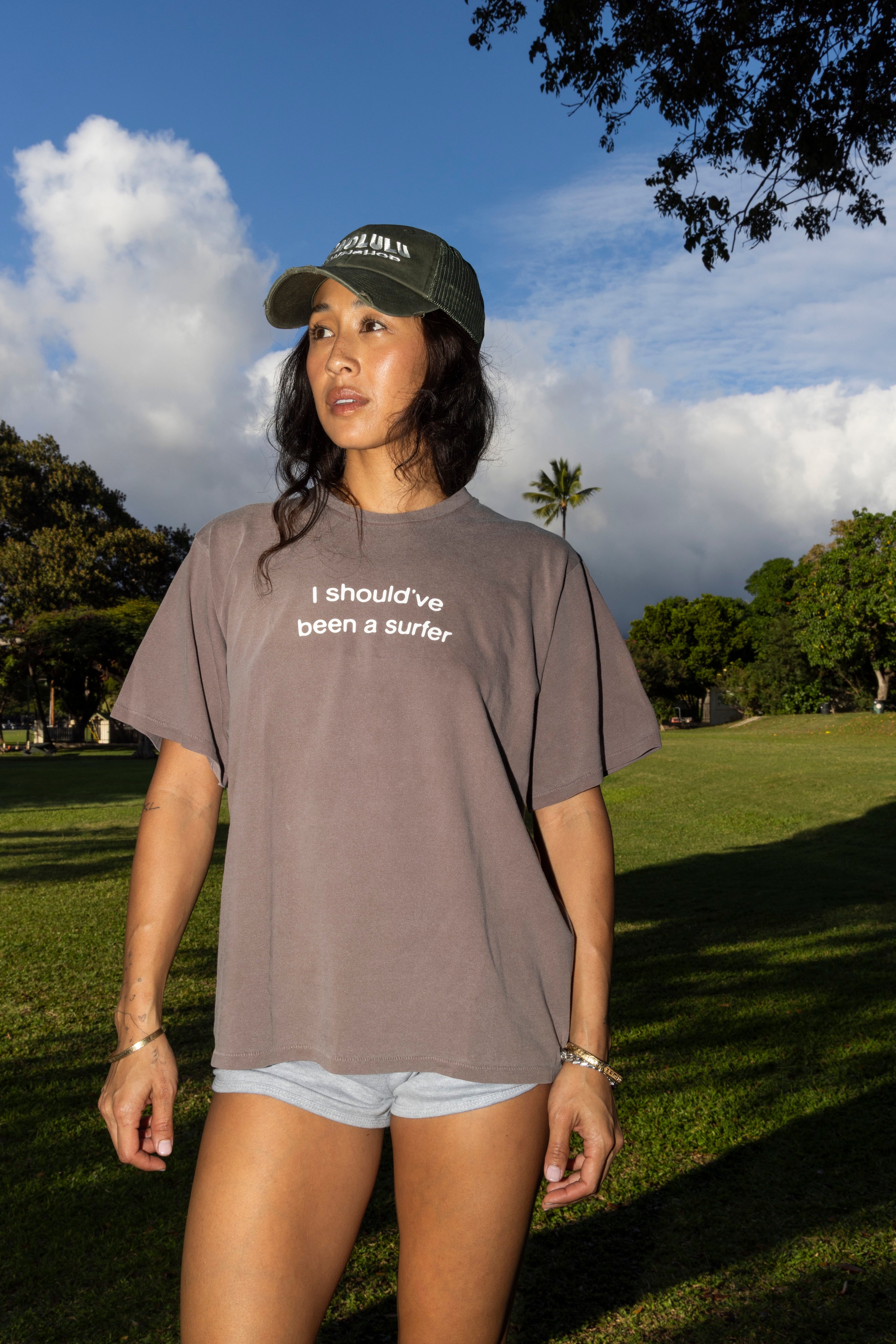 I Should've Been A Surfer Box Tee In Deep Chocolate