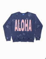 Mini Hero / Big Aloha Destroyed Sweatshirt in Blue