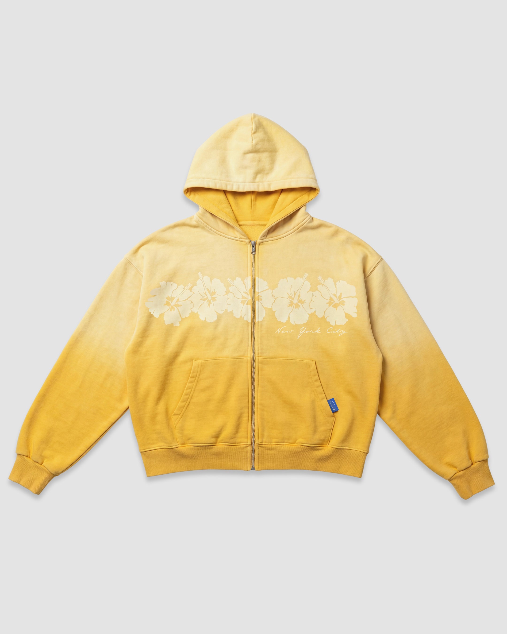 ABC Hibiscus Zip Up Hoodie In Sunstruck