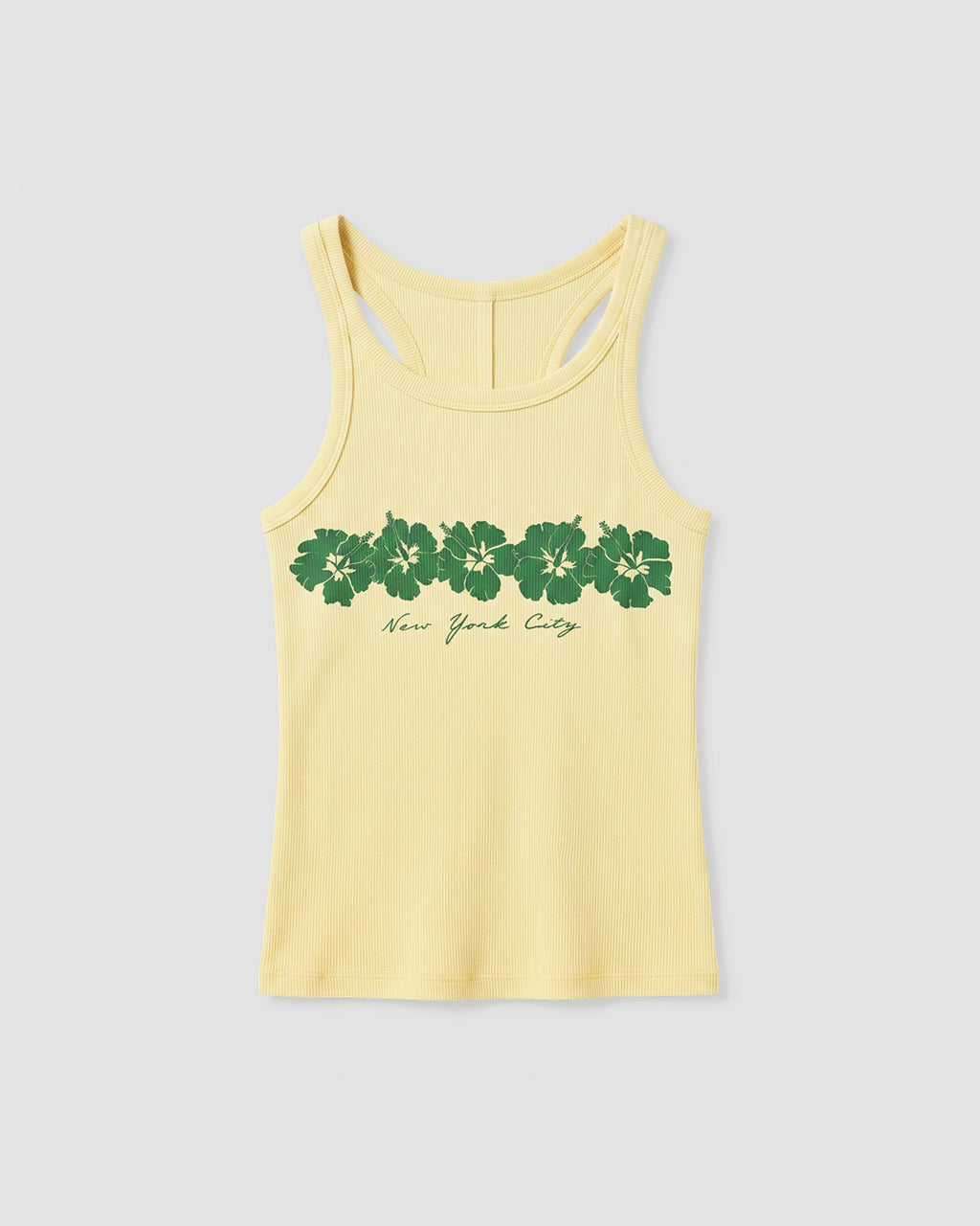 ABC Hibiscus Lady Tank In Pastel Yellow