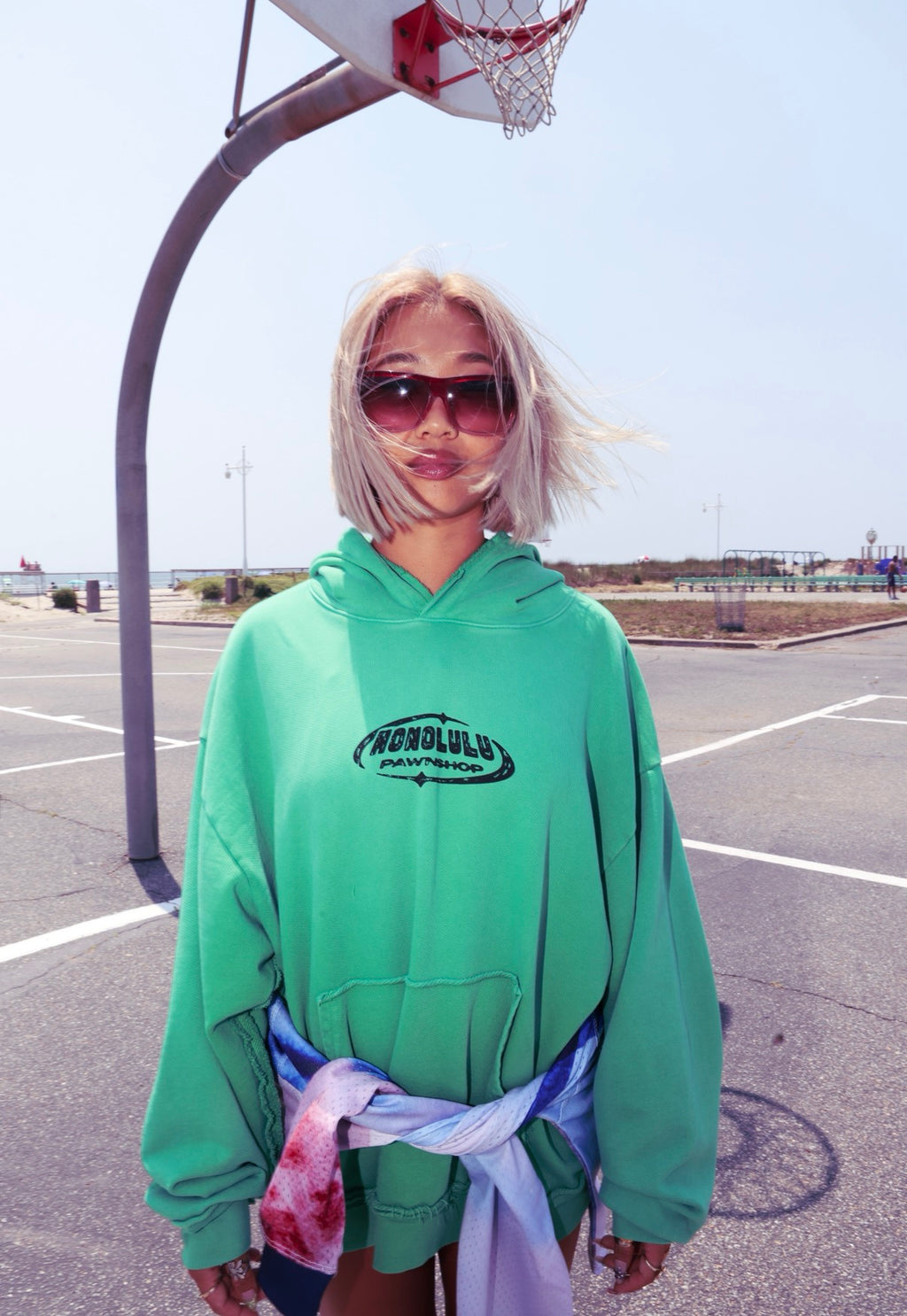 Faded Hero Pawn Inside Out Pullover In Summer Green