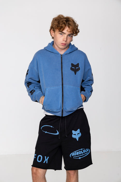 PIT CREW ZIP UP HOODIE IN MIDNIGHT BLUE/BLACK