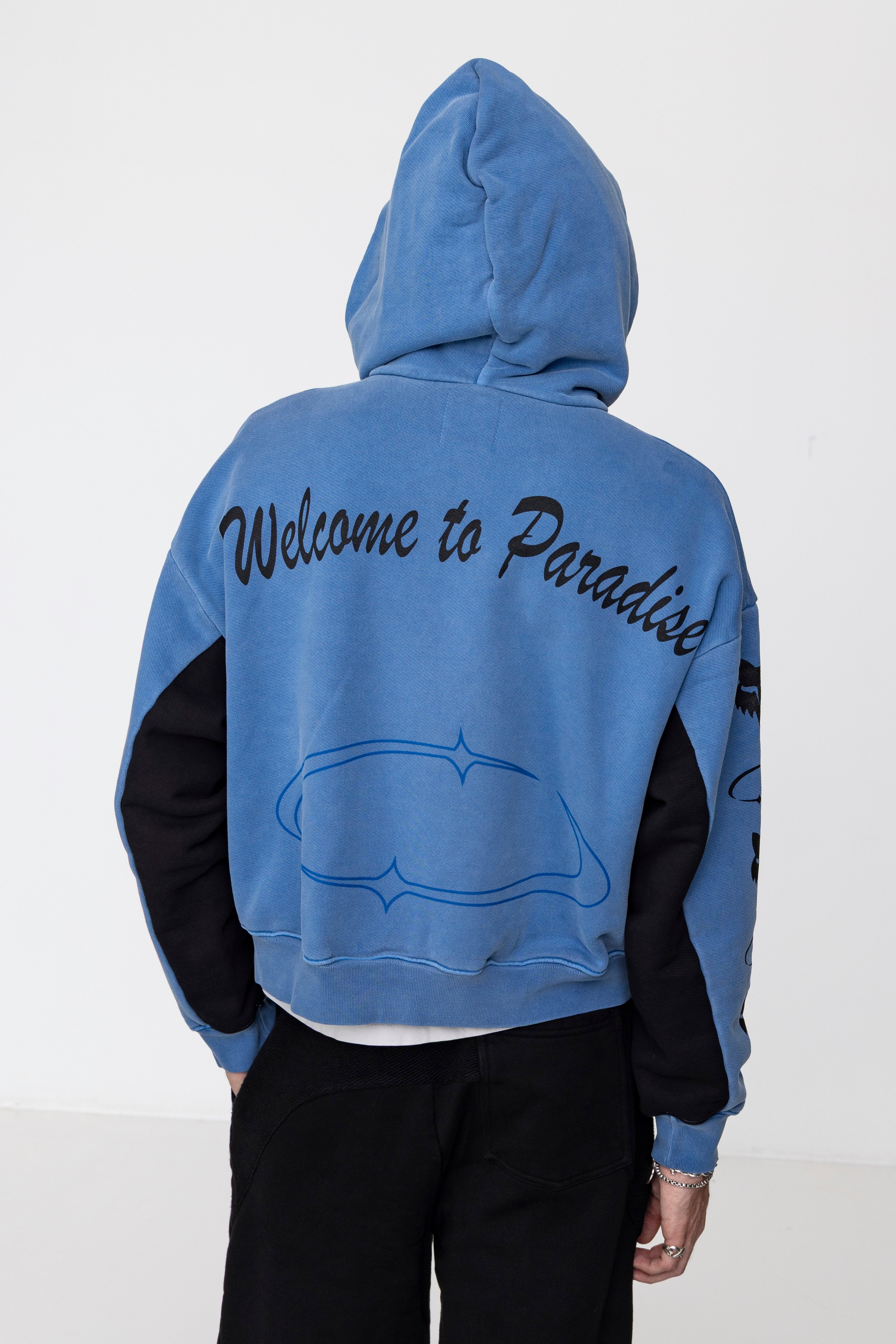 PIT CREW ZIP UP HOODIE IN MIDNIGHT BLUE/BLACK