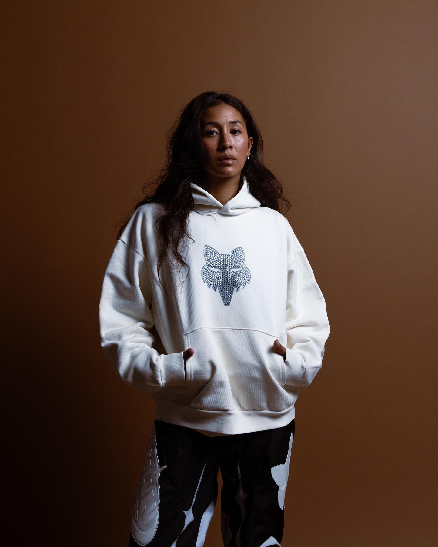 BEDAZZLED BOX HOODIE IN COCONUT