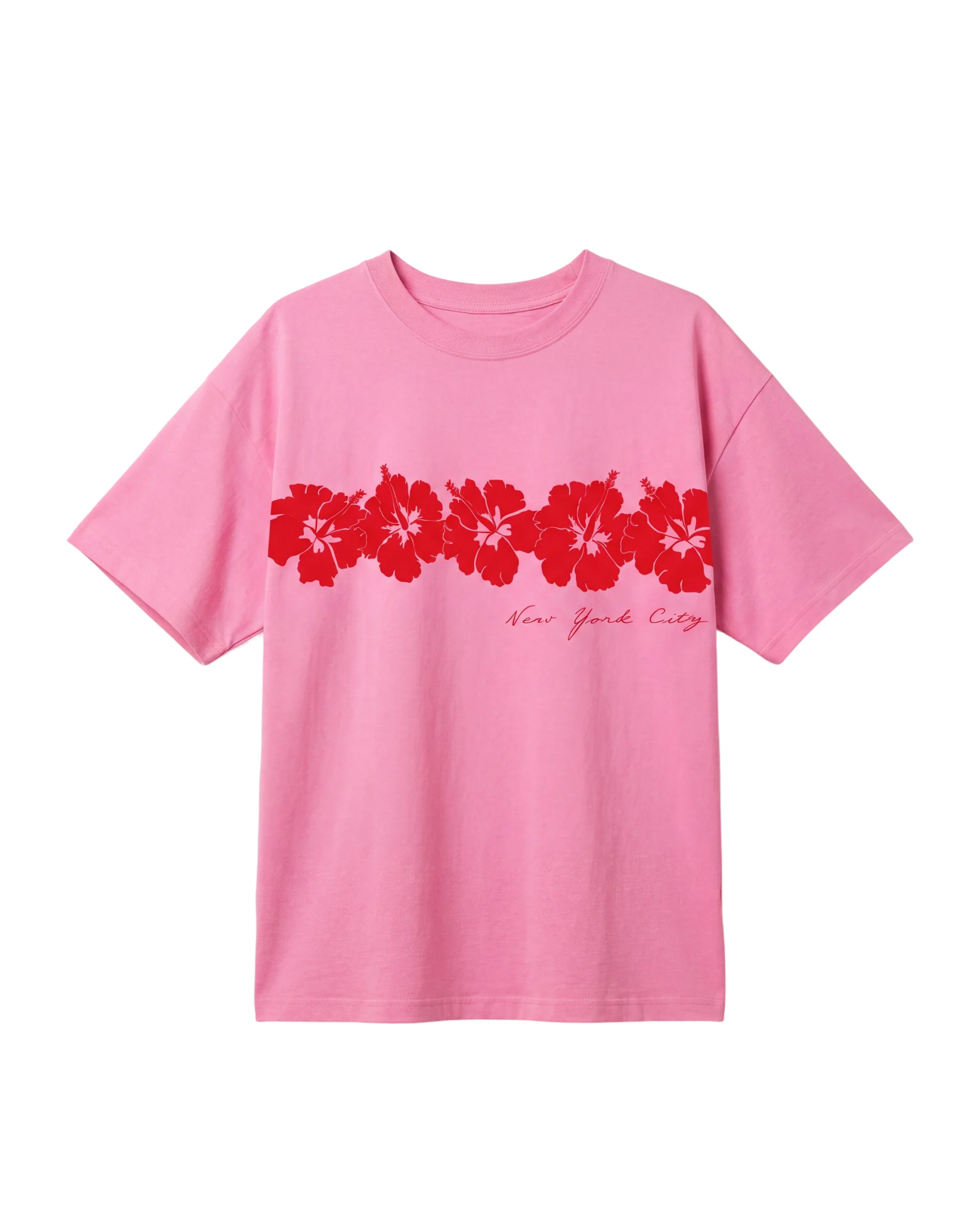 Abc Hibiscus Box Tee In Sweet Pink