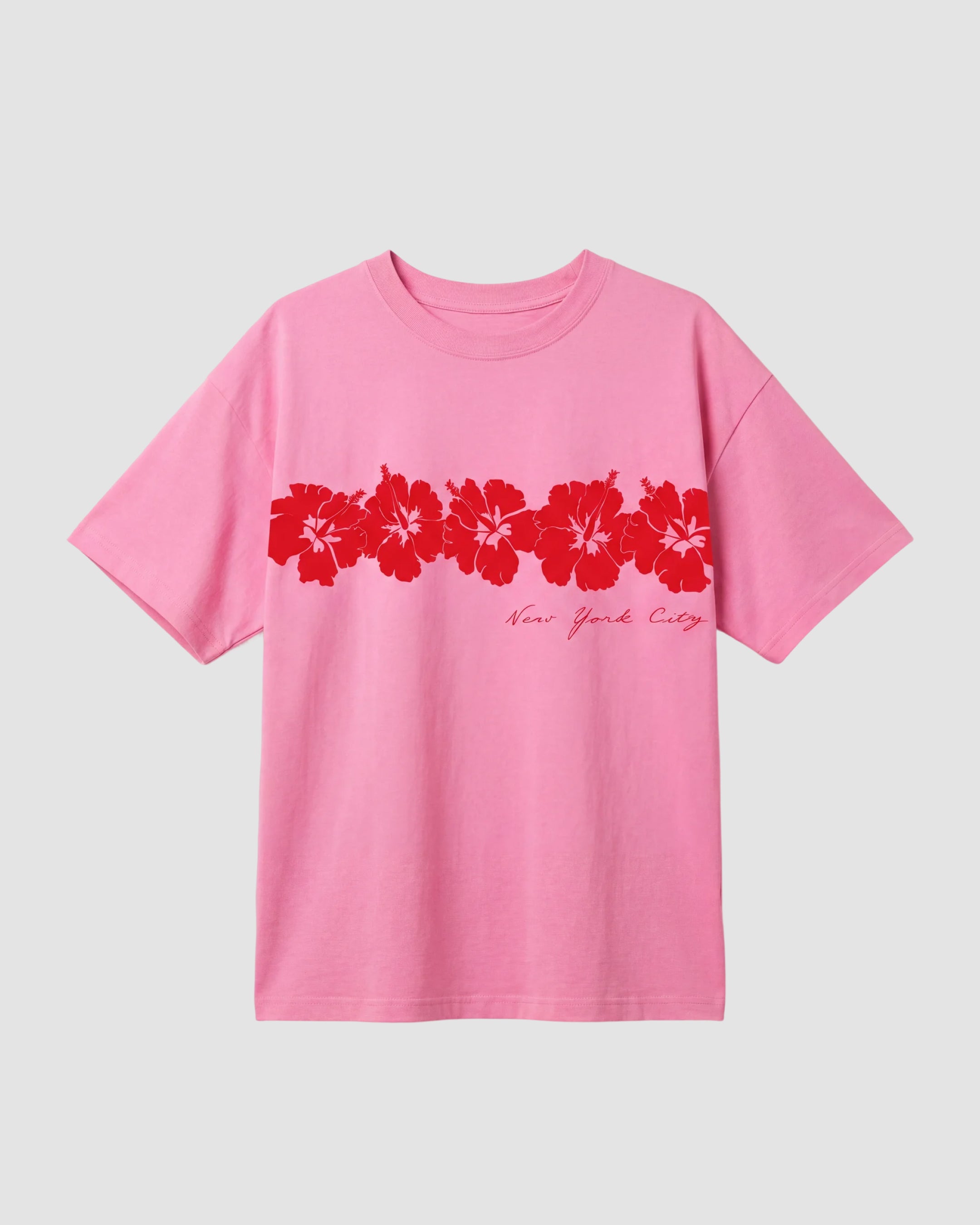Abc Hibiscus Box Tee In Sweet Pink