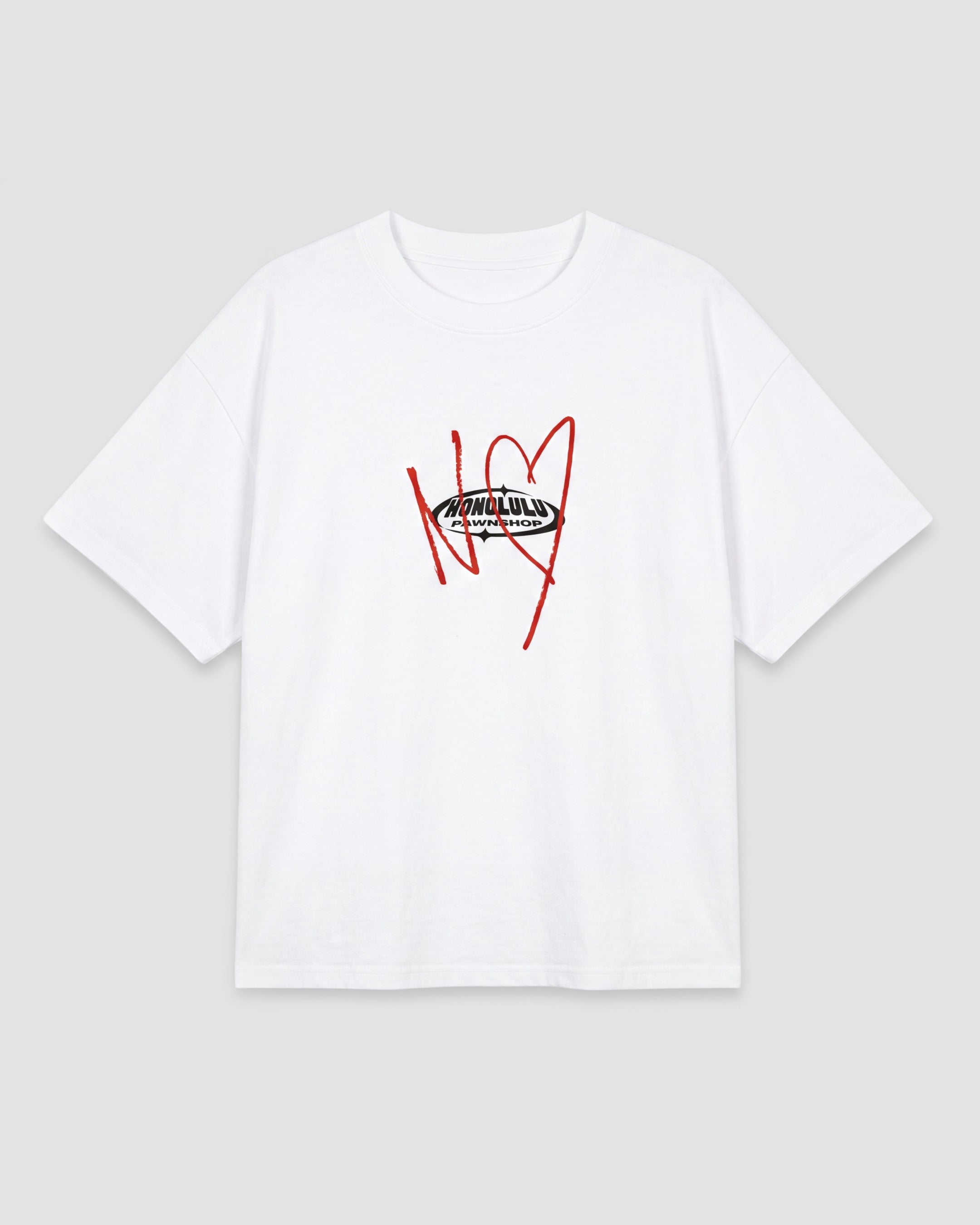 NY Heart Box Tee In Optic White