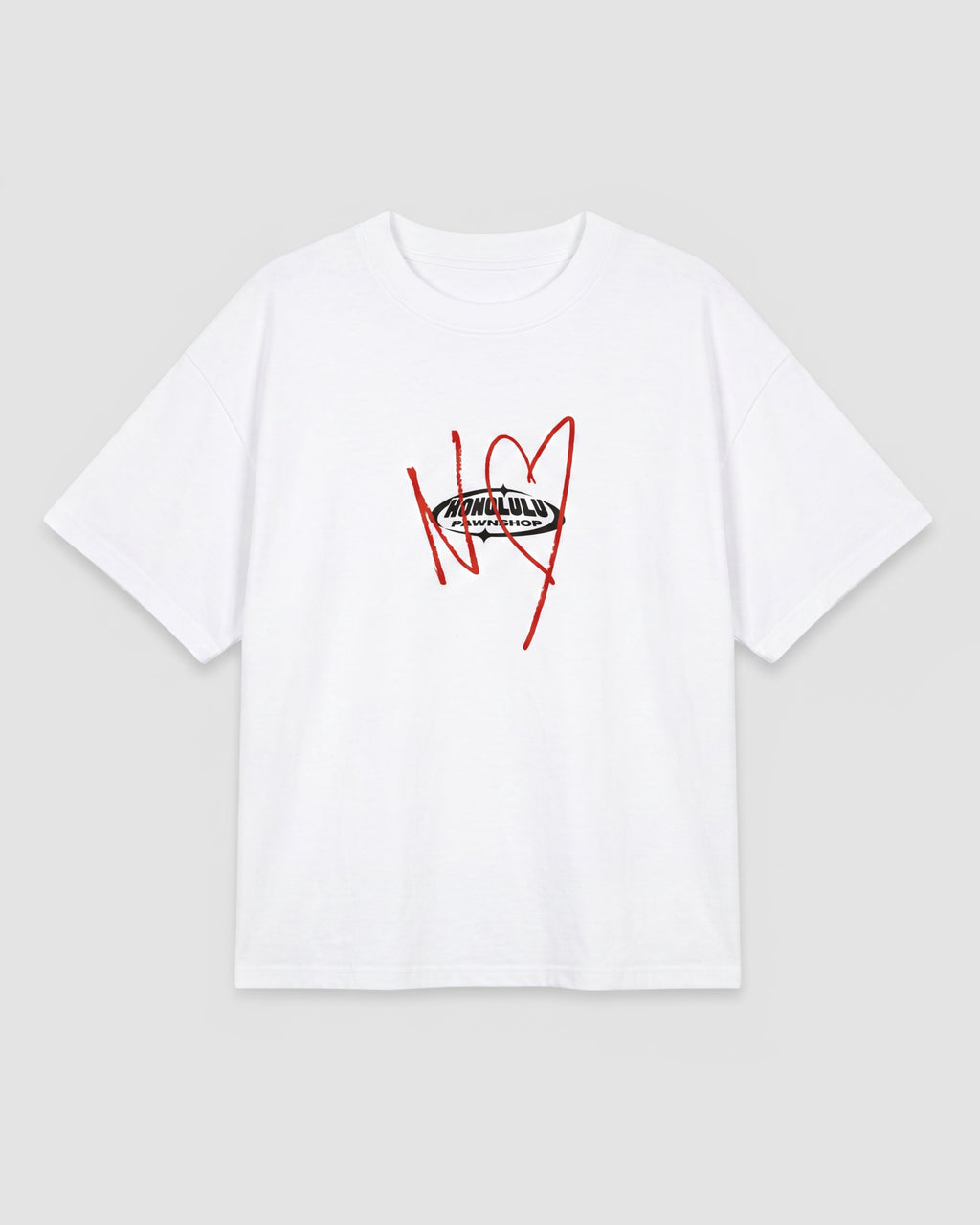 NY Heart Box Tee In Optic White
