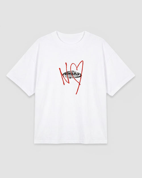 NY Heart Box Tee In Optic White
