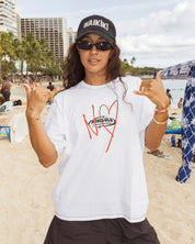 NY Heart Box Tee In Optic White
