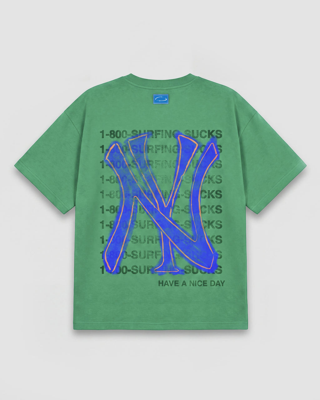 1-800 Surfing Sucks Box Tee In Summer Green