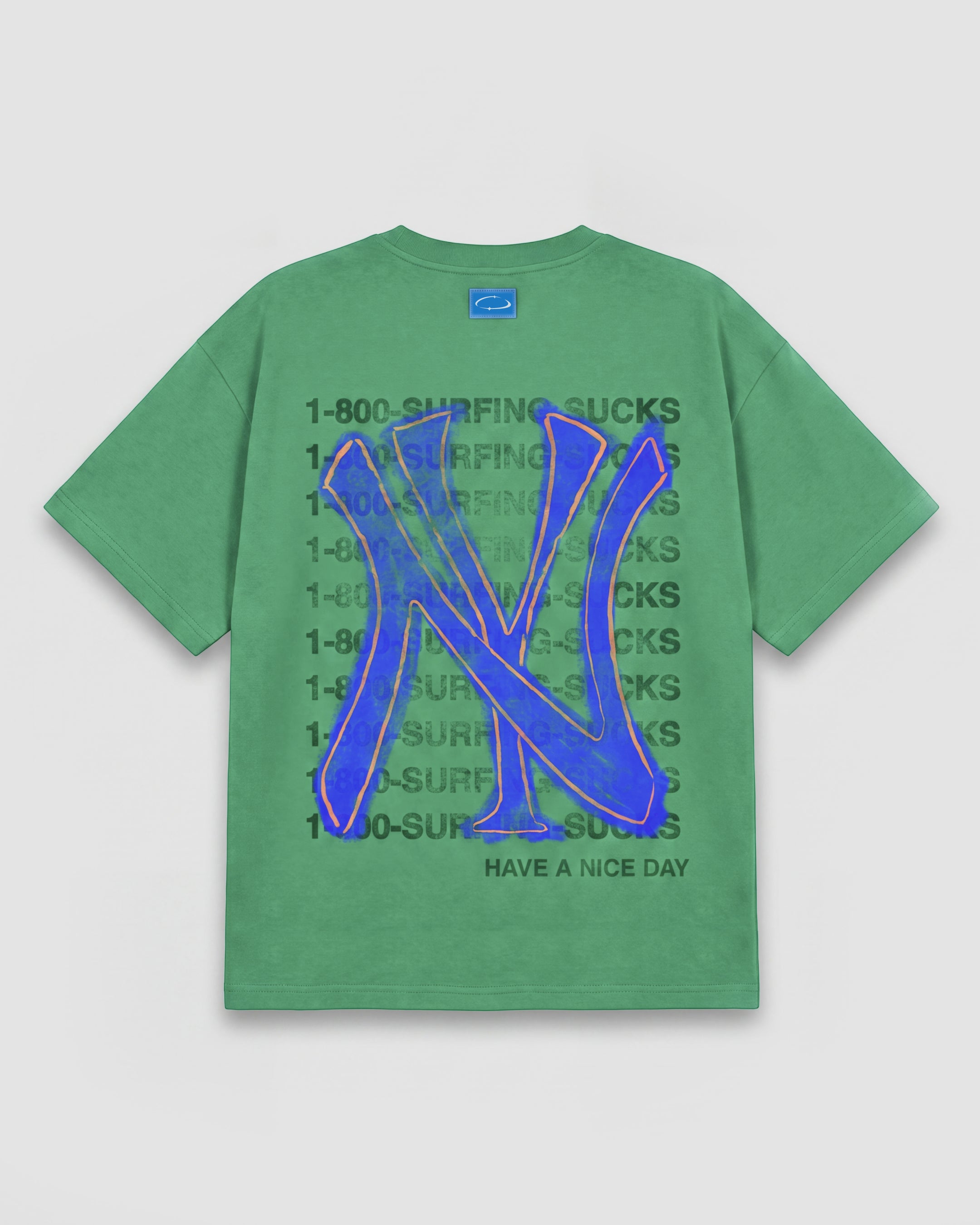 1-800 Surfing Sucks Box Tee In Summer Green