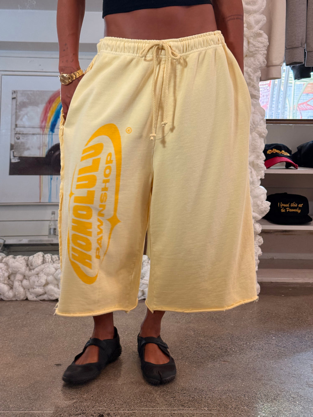 Super Baggy Pawn Short In Pastel Yellow