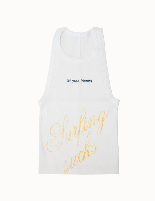 Surfing Sucks Tank in Optic White