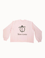 Don't Touch The Turtles Crewneck in Blush Pink