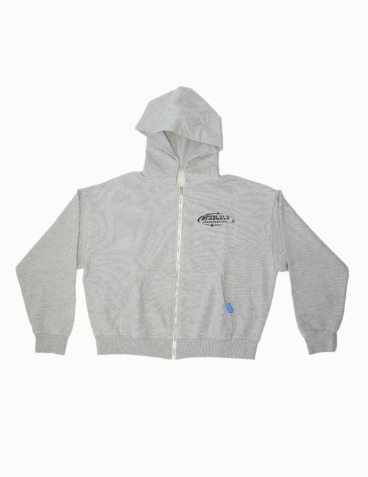 Surfing Sucks Zip Up Hoodie In Heather Gray