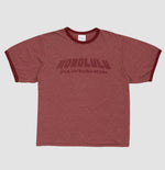 Hero Logo Ringer Tee in Burgundy