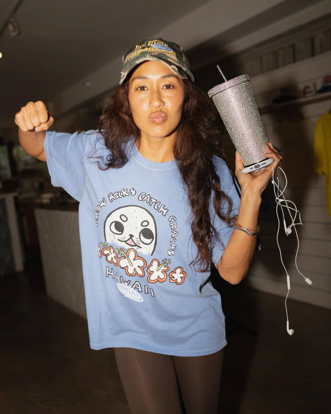 Catch Cracks Box Tee In Lanikai Blue